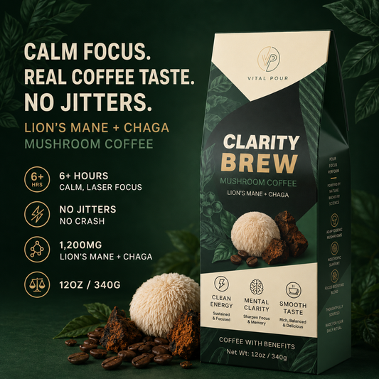 Clarity Brew mushroom coffee with Lion's Mane and Chaga