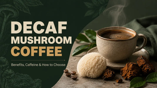 Decaf mushroom coffee with lion's mane and chaga, benefits, caffeine, and how to choose