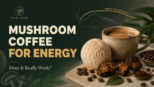 Mushroom coffee for energy with lion's mane and chaga and a smooth, sustained energy curve