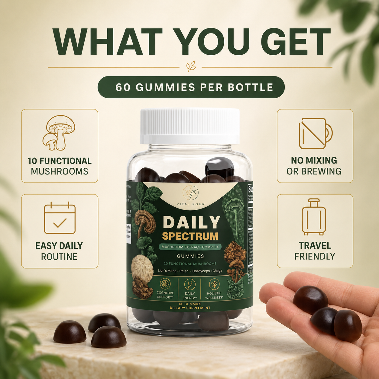 Daily Spectrum Mushroom Gummies - 60 ct