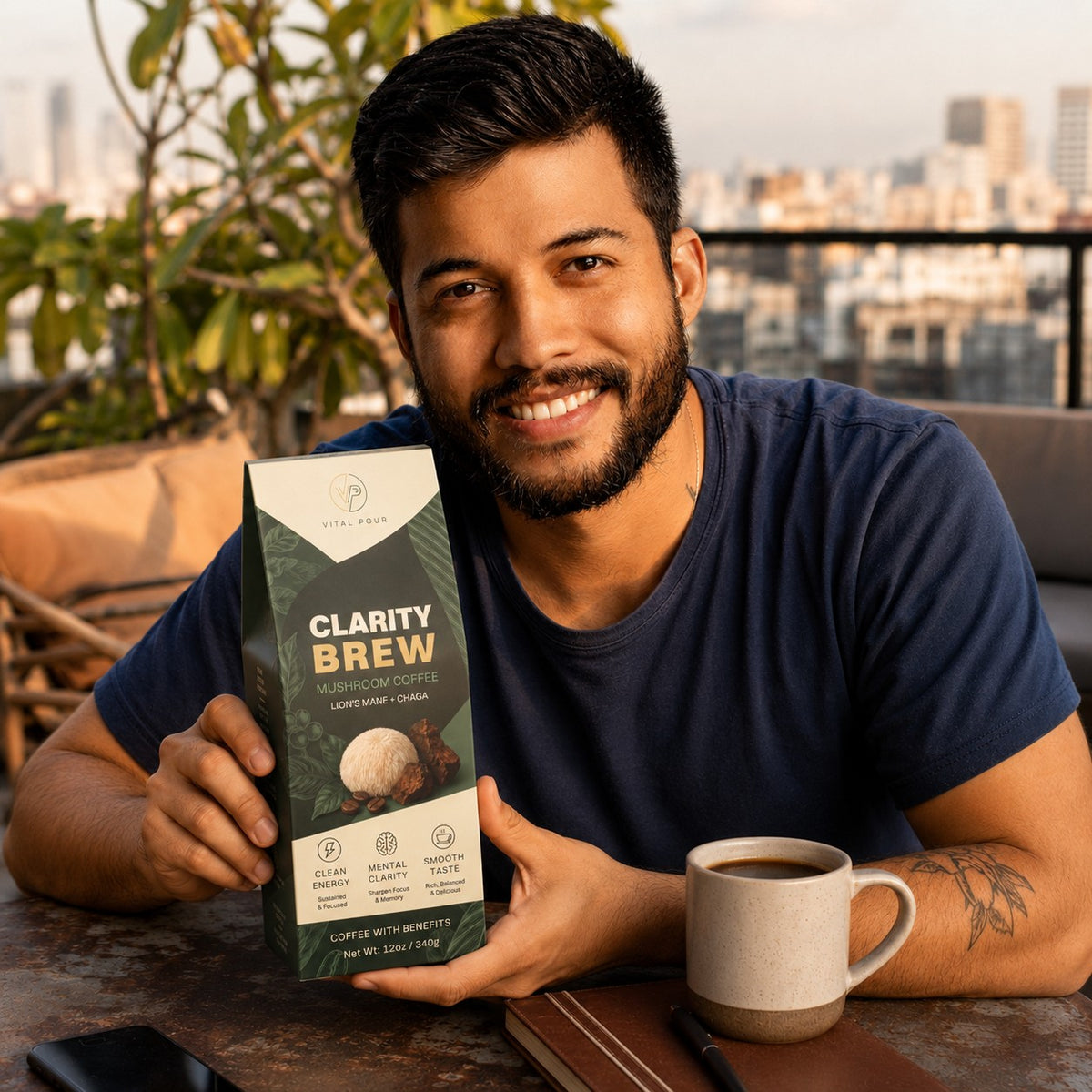 Vital Pour customer with Clarity Brew mushroom coffee